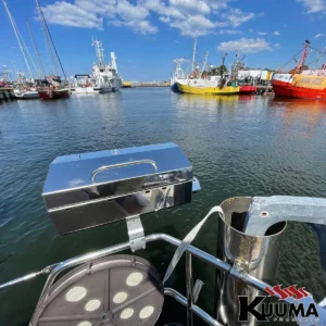 58138 kuuma stainless boat grill rail mounted closed lid port view