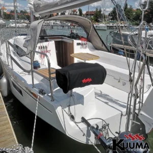 58138 kuuma gas grill covered black cover rail mounted yacht port