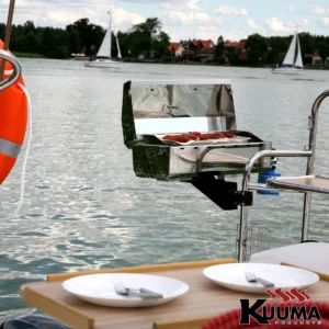 58139 kuuma gas grill rail mounted yacht lake view sausages