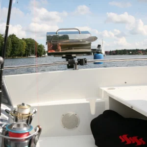 58144 kuuma gas grill closed campingaz rail mounted motorboat lake view