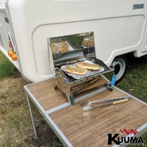 58144 kuuma gas grill open campingaz camping table trailer grilling