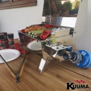 58144 kuuma gas grill open campingaz terrace grilling vegetables meat