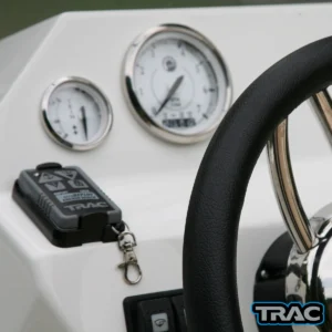 69004 trac angler 30 auto deploy wireless remote control with mounting bracket on console