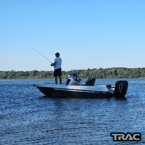 69005 trac deckboat 40 auto deploy two electric winches on fishing boat anchored fisherman on