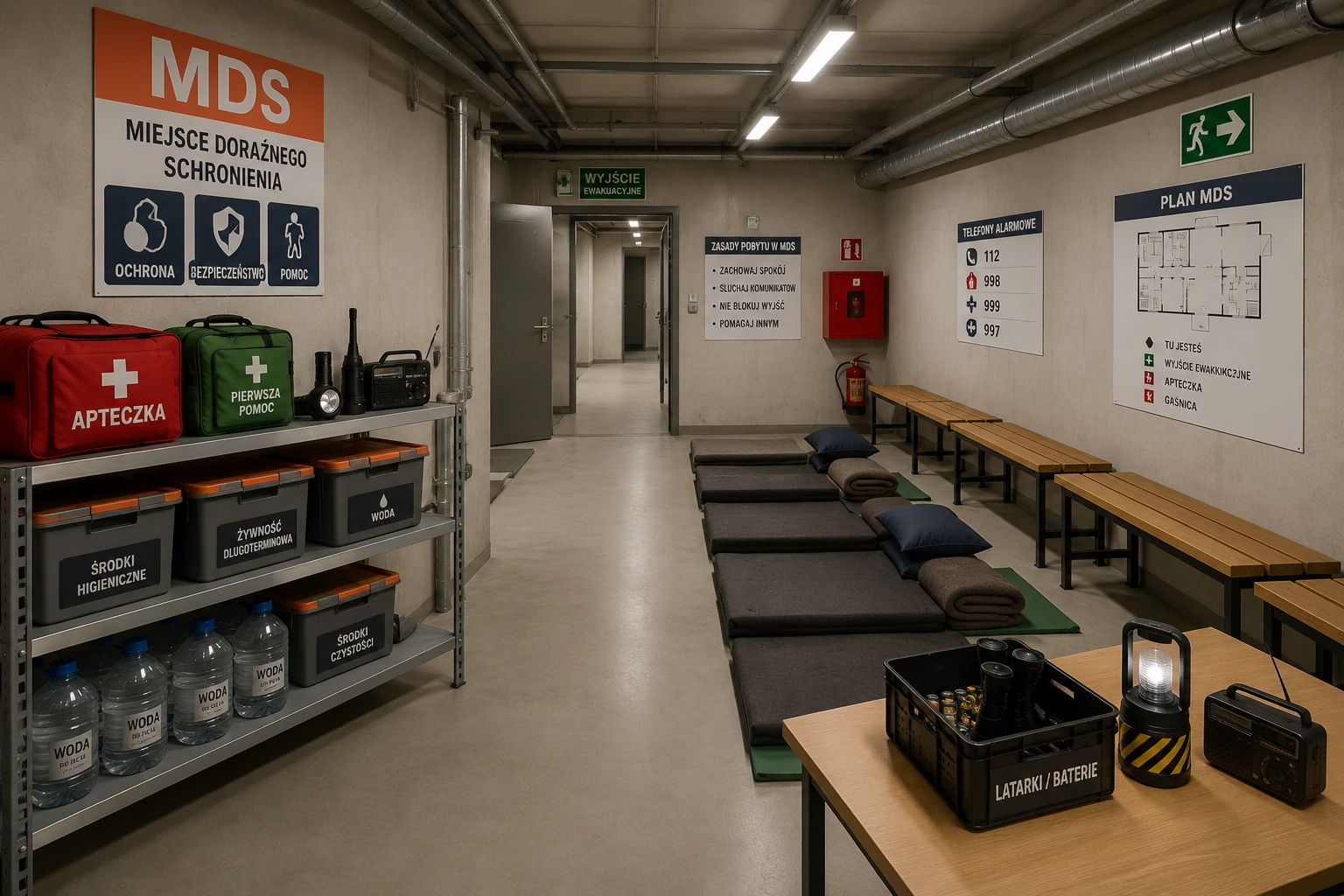 MDS – miejsce doraźnego schronienia i przykładowe wyposażenie OLiOC