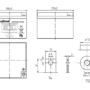 Leaftron LTG12-26 – schemat techniczny z wymiarami 166×175×125 mm