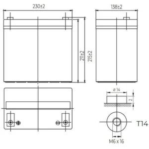 Leaftron LTG12-55 – schemat techniczny z wymiarami 350×166×179 mm