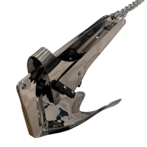 Rolka kotwiczna nierdzewna uchylna trac 69062 kotwica plugowa bruce 15kg biale tlo