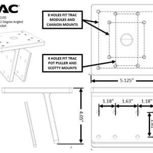 12° board/ transom mount - for winches or TRAC crane