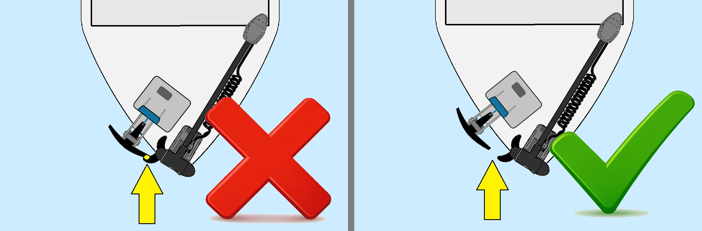 Porownanie montazu dobrego i zlego silnik dziobowy wyciagarka